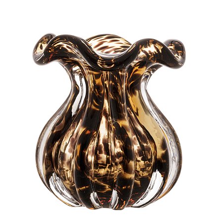 VASO DE VIDRO ITALY MARROM E PRETO 11,5CM X 13CM - WOLFF