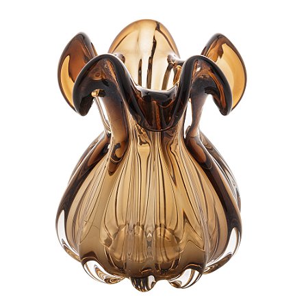 VASO DE VIDRO ITALY MARROM 13CM X 17CM - WOLFF