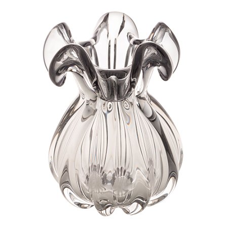 VASO DE VIDRO ITALY CINZA 13CM X 17CM - WOLFF
