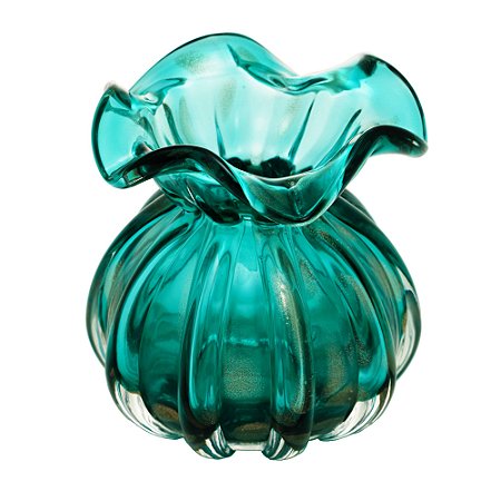 VASO DE VIDRO ITALY AZUL E ROSÉ 10CM X 11CM - WOLFF