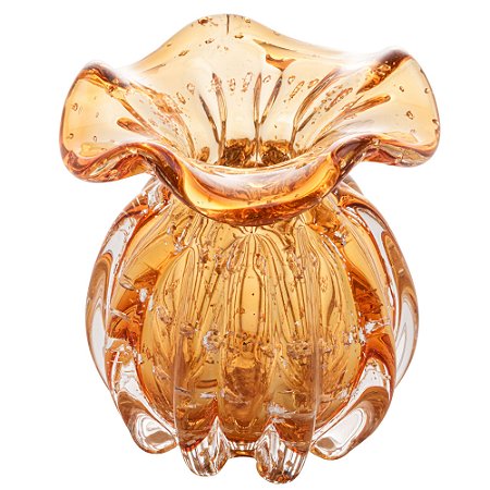 VASO DE VIDRO ITALY ÂMBAR E DOURADO 11,5CM X 13CM - WOLFF