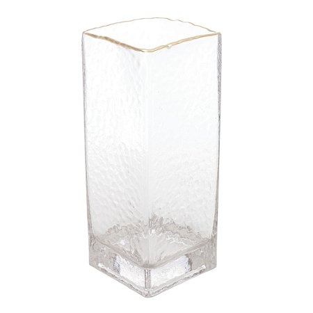 VASO DE VIDRO COM FIO DE OURO TAJ 10CM X 10CM X 25CM - WOLFF