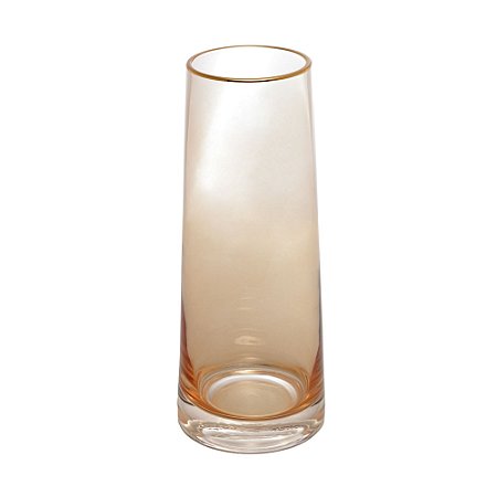 VASO DE VIDRO COM FIO DE OURO ÂMBAR LIZ 9CM X 9CM X 22CM - WOLFF