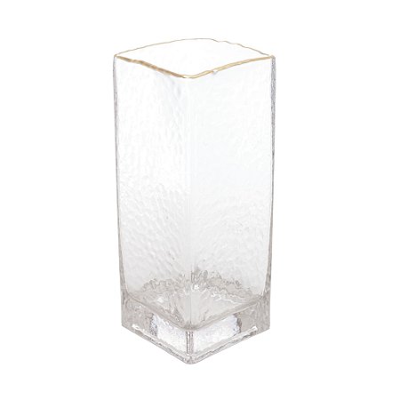 VASO DE VIDRO COM BORDA DOURADA TAJ 8CM X 8CM X 20CM - WOLFF
