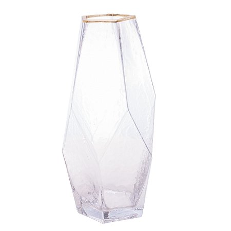 VASO DE VIDRO COM BORDA DOURADA TAJ 13CM X 28,5CM - WOLFF