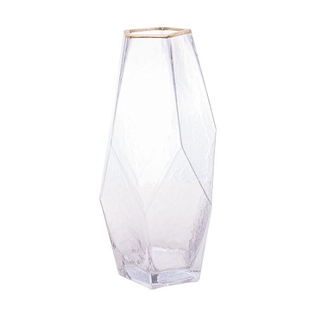 VASO DE VIDRO COM BORDA DOURADA TAJ 13CM X 23,5CM - WOLFF