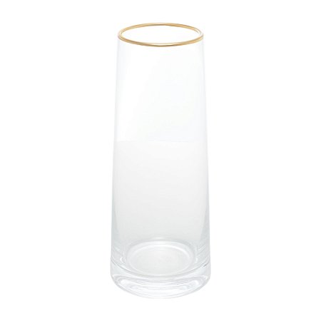 VASO DE VIDRO COM BORDA DOURADA LIZ 9CM X 9CM X 22CM - WOLFF