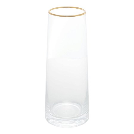 VASO DE VIDRO COM BORDA DOURADA LIZ 11CM X 11CM X 27CM - WOLFF