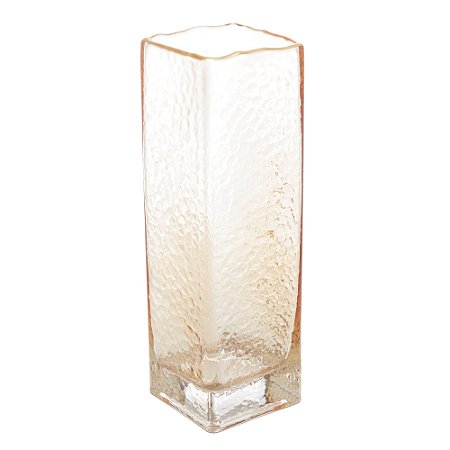 VASO DE VIDRO COM BORDA DOURADA ÂMBAR TAJ 8CM X 8CM X 25CM - WOLFF