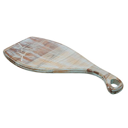 TÁBUA DE MADEIRA TECA NORONHA AZUL 53CM X 25CM X 2CM - WOLFF CRAFT