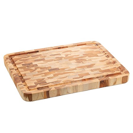 TÁBUA DE MADEIRA TECA 50CM X 38CM X 4,5CM - WOLFF CRAFT