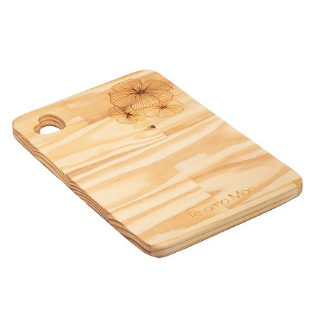 TÁBUA DE MADEIRA PINUS DIA DAS MÃES 30CM X 20CM X 1,6CM - WOODART