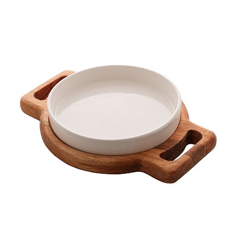 TÁBUA DE MADEIRA COM PRATO LIPTUS 23CM X 17CM X 4,5CM - WOODART