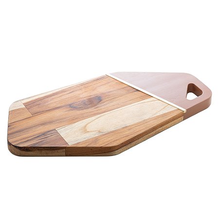 TÁBUA DE MADEIRA COM FRISO TECA VERMONT TERRACOTA 39CM X 20CM X 2CM - WOLFF CRAFT