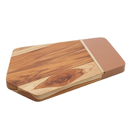 TÁBUA DE MADEIRA COM FRISO TECA VERMONT TERRACOTA 28CM X 18CM X 2CM - WOLFF CRAFT
