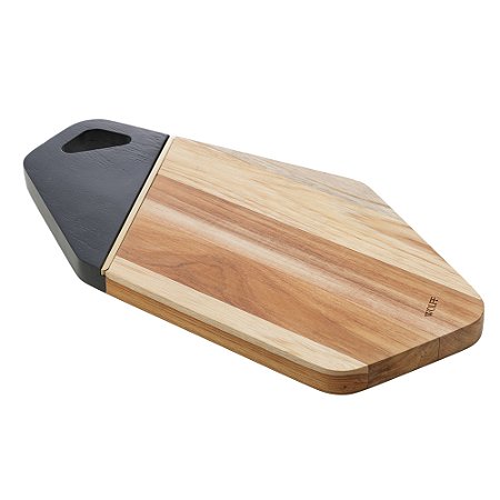 TÁBUA DE MADEIRA COM FRISO TECA VERMONT BLACK 39CM X 20CM X 2CM - WOLFF CRAFT