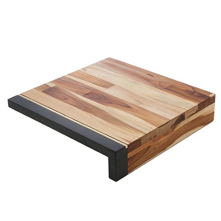 TÁBUA DE MADEIRA COM FRISO TECA VERMONT BLACK 35CM X 35CM X 7CM - WOLFF CRAFT