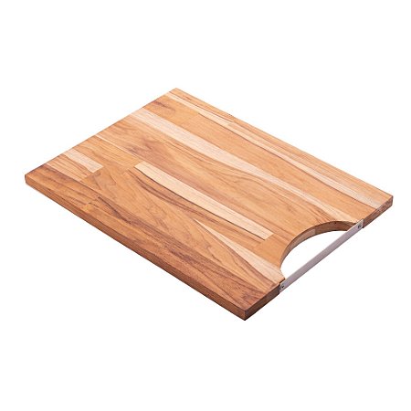 TÁBUA DE MADEIRA COM ALÇA EM AÇO INOX TECA 40CM X 30CM X 2CM - WOLFF CRAFT
