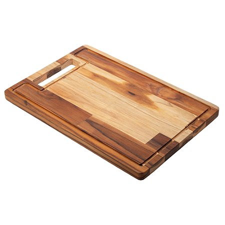 TÁBUA DE CORTE REATANGULAR DE MADEIRA TECA BARBECUE 45CM X 30CM X 2CM - WOLFF CRAFT