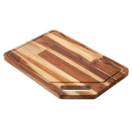 TÁBUA DE CORTE DE MADEIRA TECA BARBECUE 45CM X 30CM X 2CM - WOLFF CRAFT