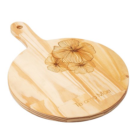 TABUA COM ALÇA DE MADEIRA PINUS DIA DAS MÃES 36CM X 26CM X 1,6CM - WOODART