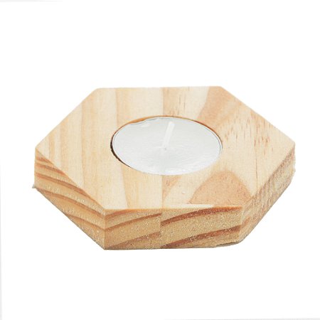 SUPORTE PARA VELA DE MADEIRA PINUS 8CM X 8CM X2CM - WOODART