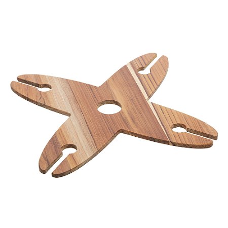 SUPORTE PARA 4 TAÇAS DE MADEIRA TECA 23CM X 23CM X 1CM - WOLFF CRAFT