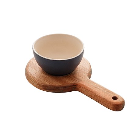SUPORTE DE MADEIRA COM BOWL AZUL LIPTUS 20CM X 13CM X 6CM - WOODART