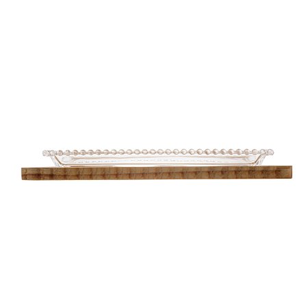 SUPORTE DE MADEIRA COM BANDEJA EM CRISTAL PINUS 34CM X 18CM X 5CM - WOODART