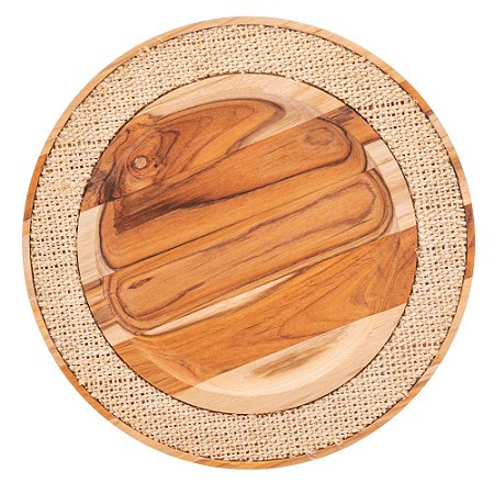 SOUSPLAT DE MADEIRA COM SISAL TECA 35CM X 2CM - WOLFF CRAFT