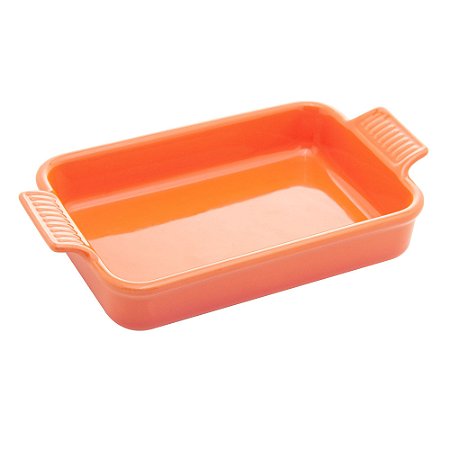 REFRATÁRIO DE CERÂMICA COM ALÇA RETRÔ LARANJA 19CM X 11CM X 4,5CM - WOLFF