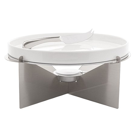 RECHAUD DE CERÂMICA COM SUPORTE DE AÇO INOX E FACA 30CM X 30CM X 13CM - WOLFF