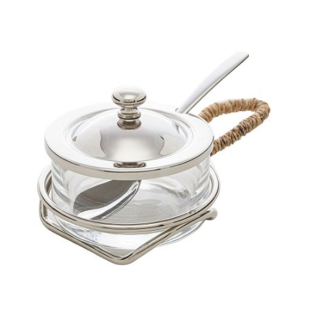 QUEIJEIRA DE AÇO INOX E ALÇA EM SISAL NATURE 17CM X 10CM X 8CM - WOLFF