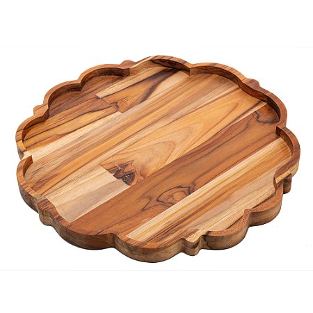 PRATO RASO DE MADEIRA TECA 30CM - WOLFF CRAFT