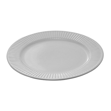 PRATO RASO DE CERÂMICA LINES CINZA 27,5CM - WOLFF