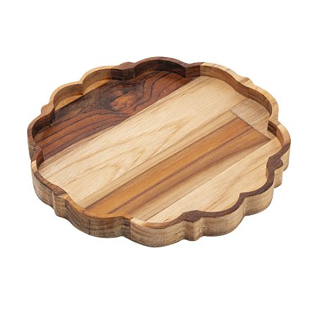 PRATO PARA SOBREMESA DE MADEIRA TECA 20CM - WOLFF CRAFT