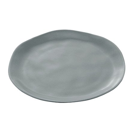 PRATO PARA SOBREMESA DE CERÂMICA ORGANIC CINZA 20,5CM - WOLFF