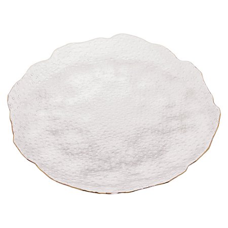 PRATO PARA SERVIR DE CRISTAL MARTELADO COM BORDA DOURADA TAJ 26CM - WOLFF