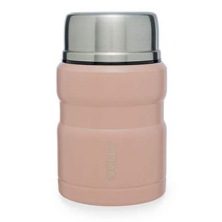 POTE TÉRMICO DUPLA PAREDE COM COLHER DE AÇO INOX ROSA 9,5CM X 9,5CM X 15,5CM - WOLFF
