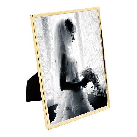 PORTA-RETRATO DE AÇO INOX CLASSIC DOURADO 15CM X 20CM - WOLFF