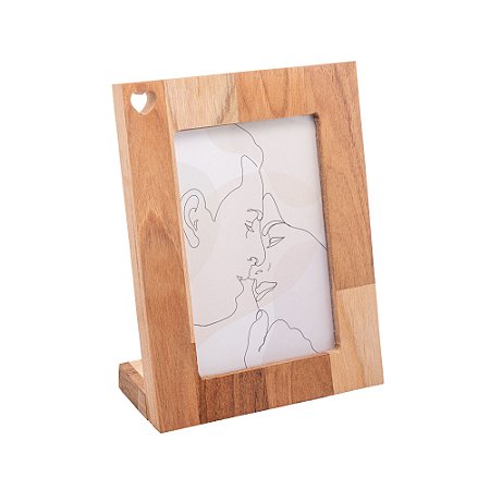 PORTA RETRATO DE MADEIRA TECA MARROM 10CM X 15CM - WOLFF CRAFT