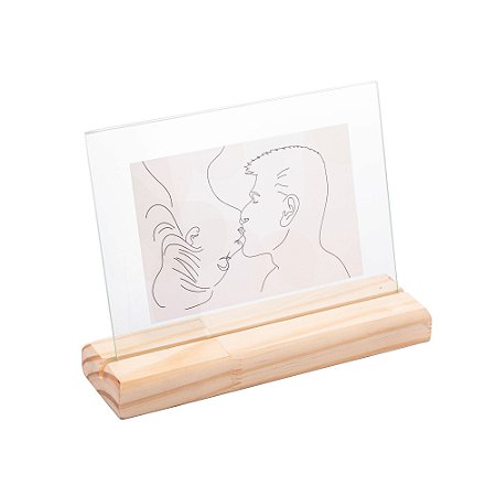 PORTA RETRATO DE MADEIRA E VIDRO PINUS 10CM X 15CM - WOODART