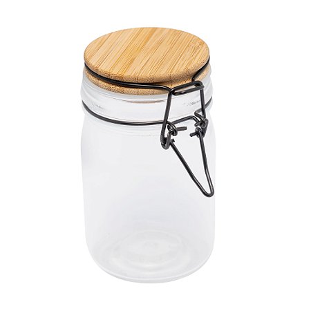 PORTA MANTIMENTO DE VIDRO COM TAMPA HERMÉTICA DE BAMBU 210ML - WOLFF