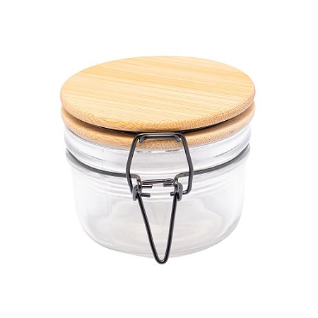 PORTA MANTIMENTO DE VIDRO COM TAMPA HERMÉTICA DE BAMBU 150ML - WOLFF