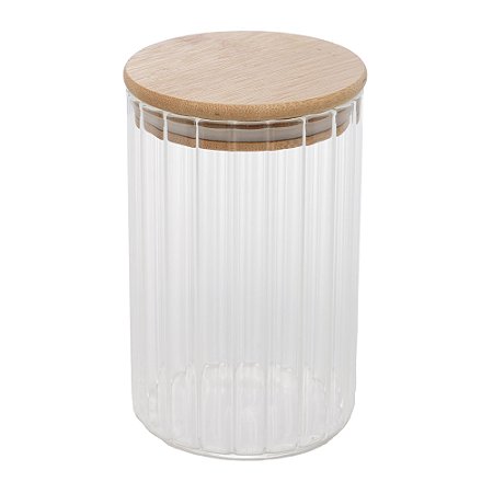 PORTA MANTIMENTO DE VIDRO BOROSSILICATO COM TAMPA DE BAMBU 510ML - WOLFF