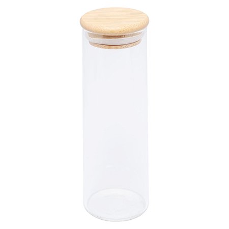 PORTA MANTIMENTO DE VIDRO BOROSSILICATO COM TAMPA DE BAMBU 210ML - WOLFF