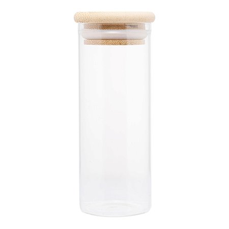 PORTA MANTIMENTO DE VIDRO BOROSSILICATO COM TAMPA DE BAMBU 160ML - WOLFF