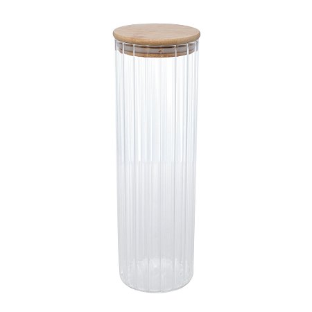 PORTA MANTIMENTO DE VIDRO BOROSSILICATO COM TAMPA DE BAMBU 1,3L - WOLFF