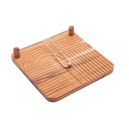 PORTA GUARDANAPOS COM ARAMADO EM AÇO INOX TECA CHAMPANHE 23CM X 23CM X 5CM - WOLFF CRAFT