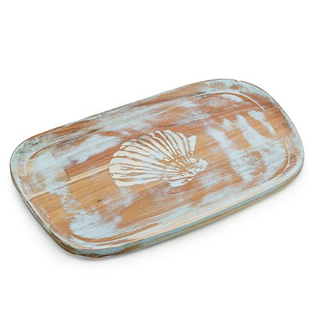 PETISQUEIRA DE MADEIRA TECA NORONHA AZUL 30CM X 20CM X 2CM - WOLFF CRAFT